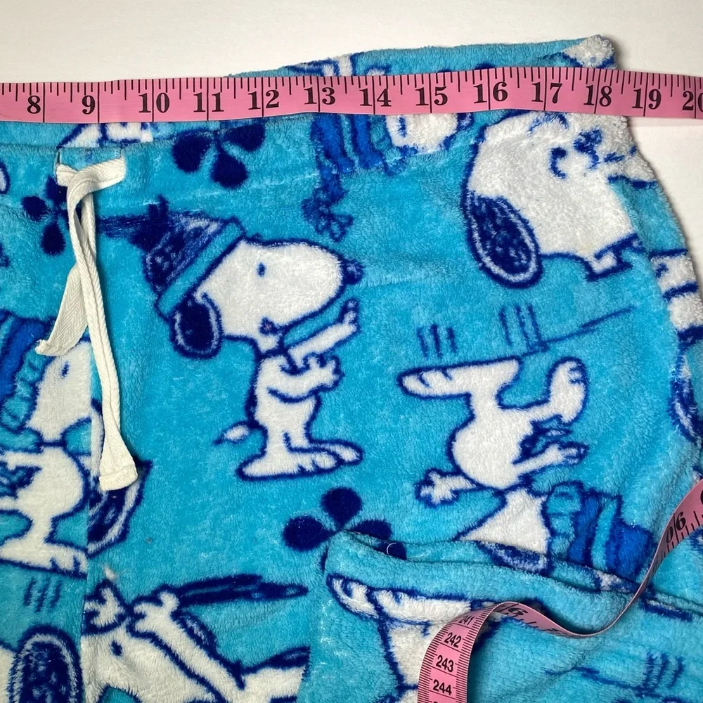 Women’s Peanuts Snoopy Soft Teal Blue Pajama Pants Joggers Winter Fun XLarge - Picture 6 of 9